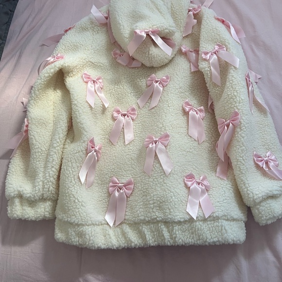 Sugar Thrillz Cream Fleece Jacket with Pink Bows - Picture 4 of 4